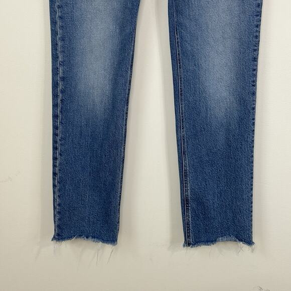 J. Crew Full Length Classic Straight Jeans Size 27 Blue High Rise Raw Hem - Picture 4 of 12